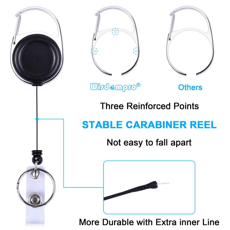 Wisdompro Badge Holder with Retractable Reel, 2 Pack Vertical Double Sided Clear ID Badge Card Holder and Carabiner Badge Reel with 24 inch Pull Cord - Image 3